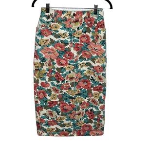 VTG Vivaldi Jeanswear Denim Floral Pencil Skirt Women's Sz 8